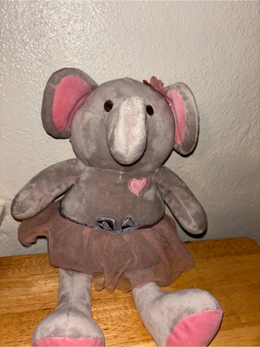 Peanuts Gray and Pink Elephant Plush with Tulle Skirt